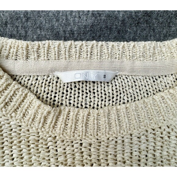Only Womens Tunic Sweater Sz S Weave Beige Bone Sweater Tunic, VNeck, Medium - Picture 3 of 7